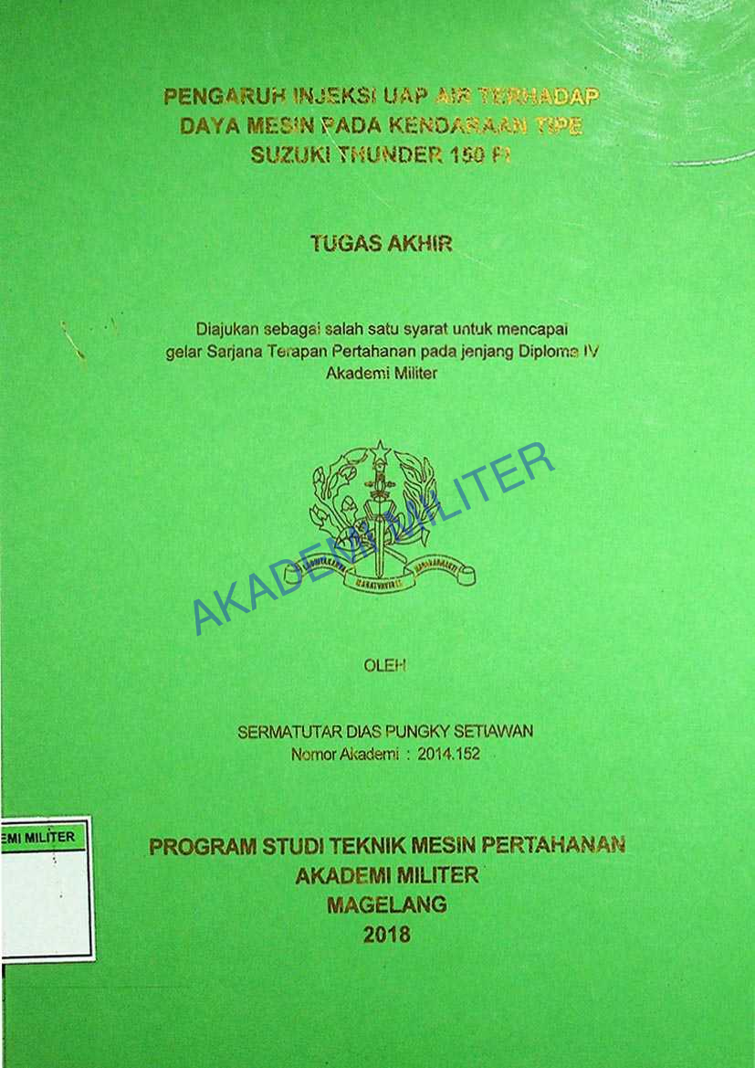 PENGARUH INJEKSI UAP AIR TERHADAP DAYA MESIN PADA KENDARAAN TIPE SUZUKI THUNDER 150 FI